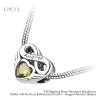 925 Sterling Silver Pendant Necklace Celtic Infinity Knot Birthstone Charms