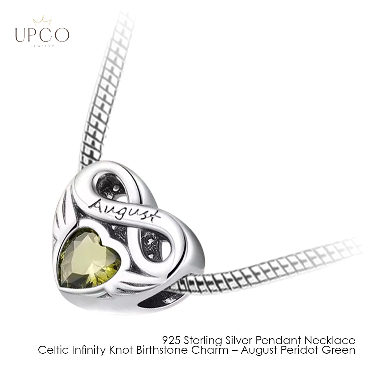 925 Sterling Silver Pendant Necklace Celtic Infinity Knot Birthstone Charms