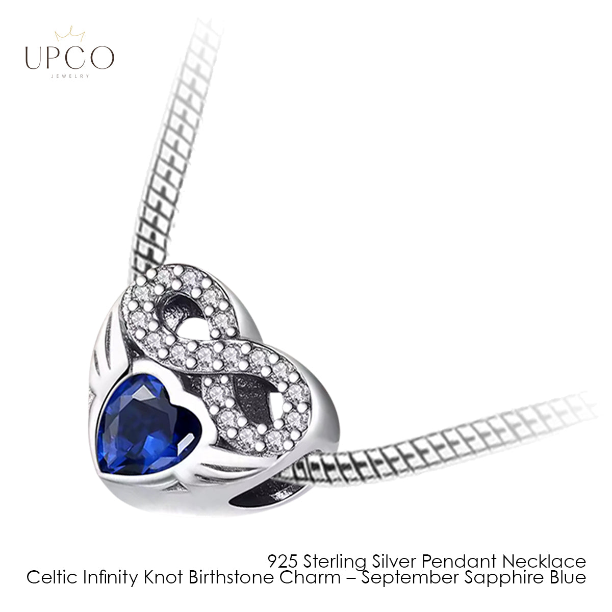 925 Sterling Silver Pendant Necklace Celtic Infinity Knot Birthstone Charms