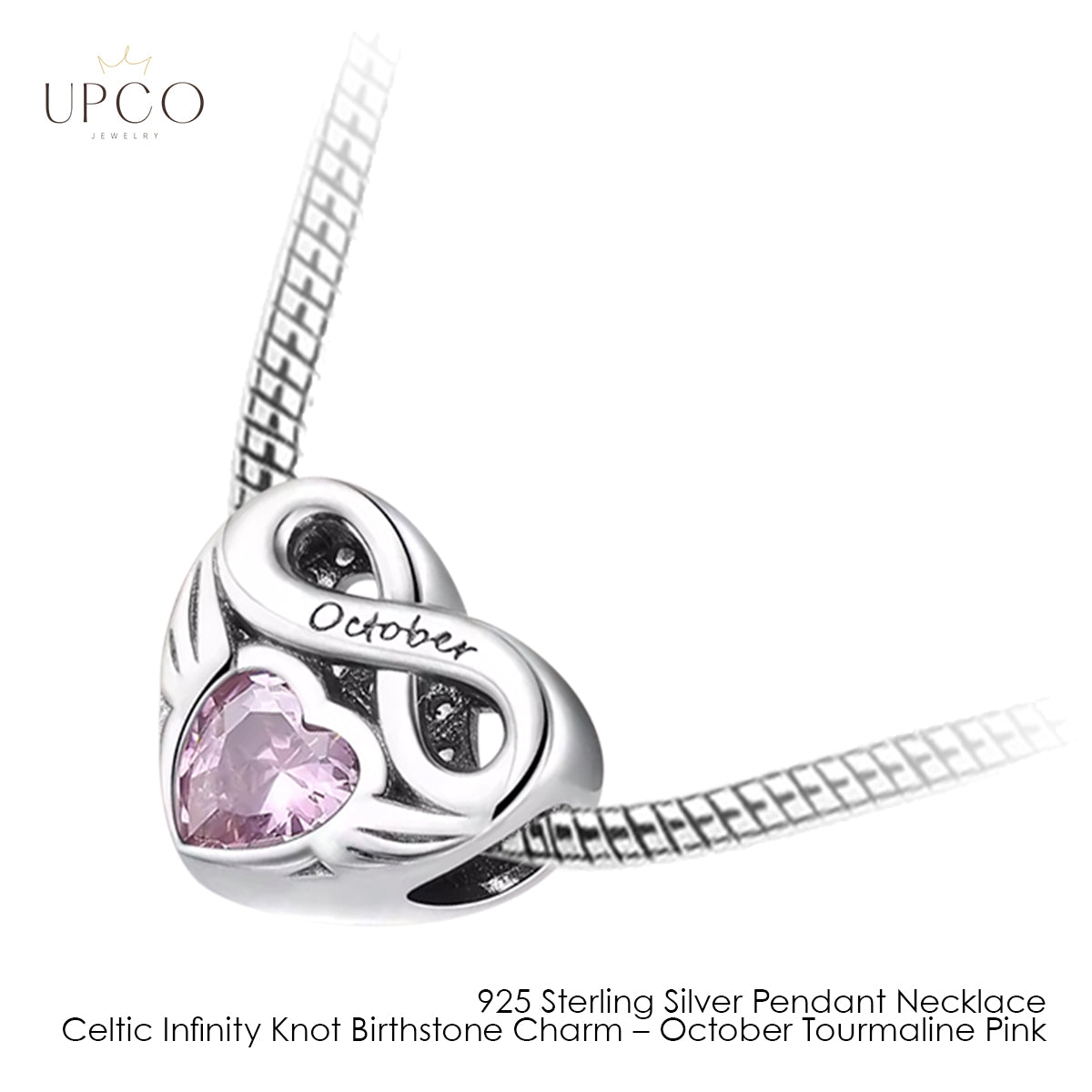 925 Sterling Silver Pendant Necklace Celtic Infinity Knot Birthstone Charms