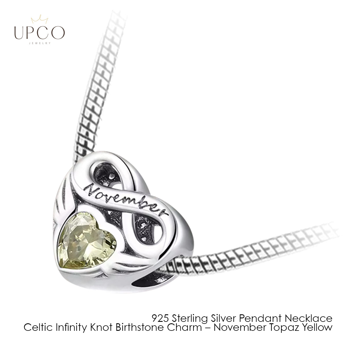 925 Sterling Silver Pendant Necklace Celtic Infinity Knot Birthstone Charms