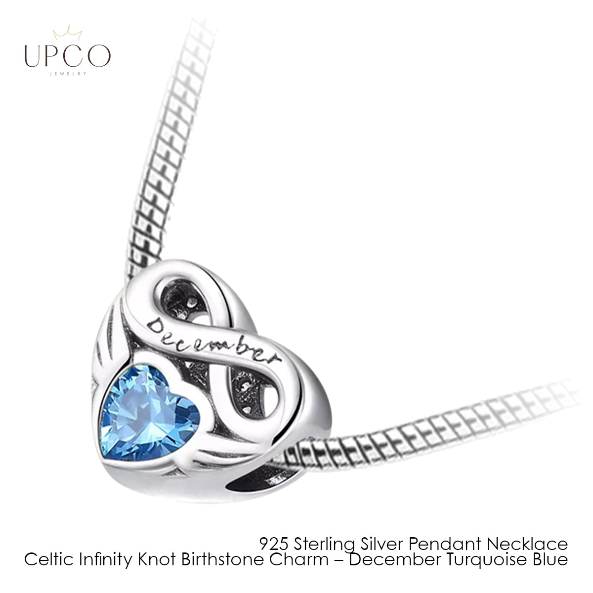 925 Sterling Silver Pendant Necklace Celtic Infinity Knot Birthstone Charms