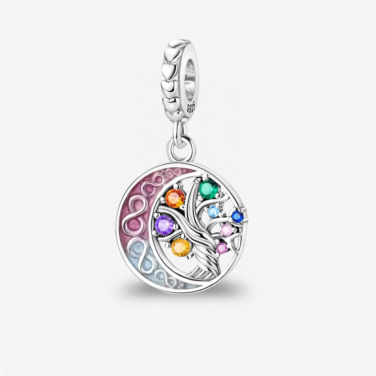 Tree Celtic Life Multi-Color CZ Half Charm