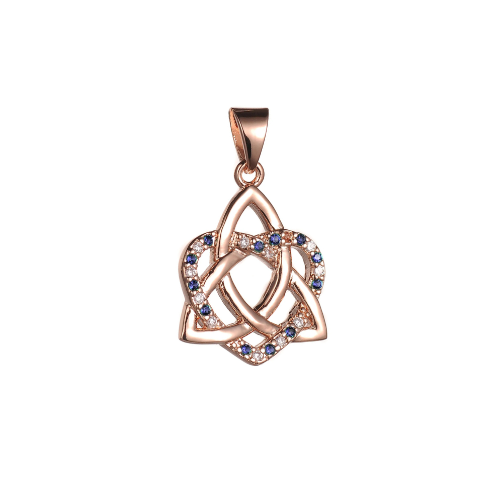 Celtic Trinity Knot Interlaced Heart CZ Necklace