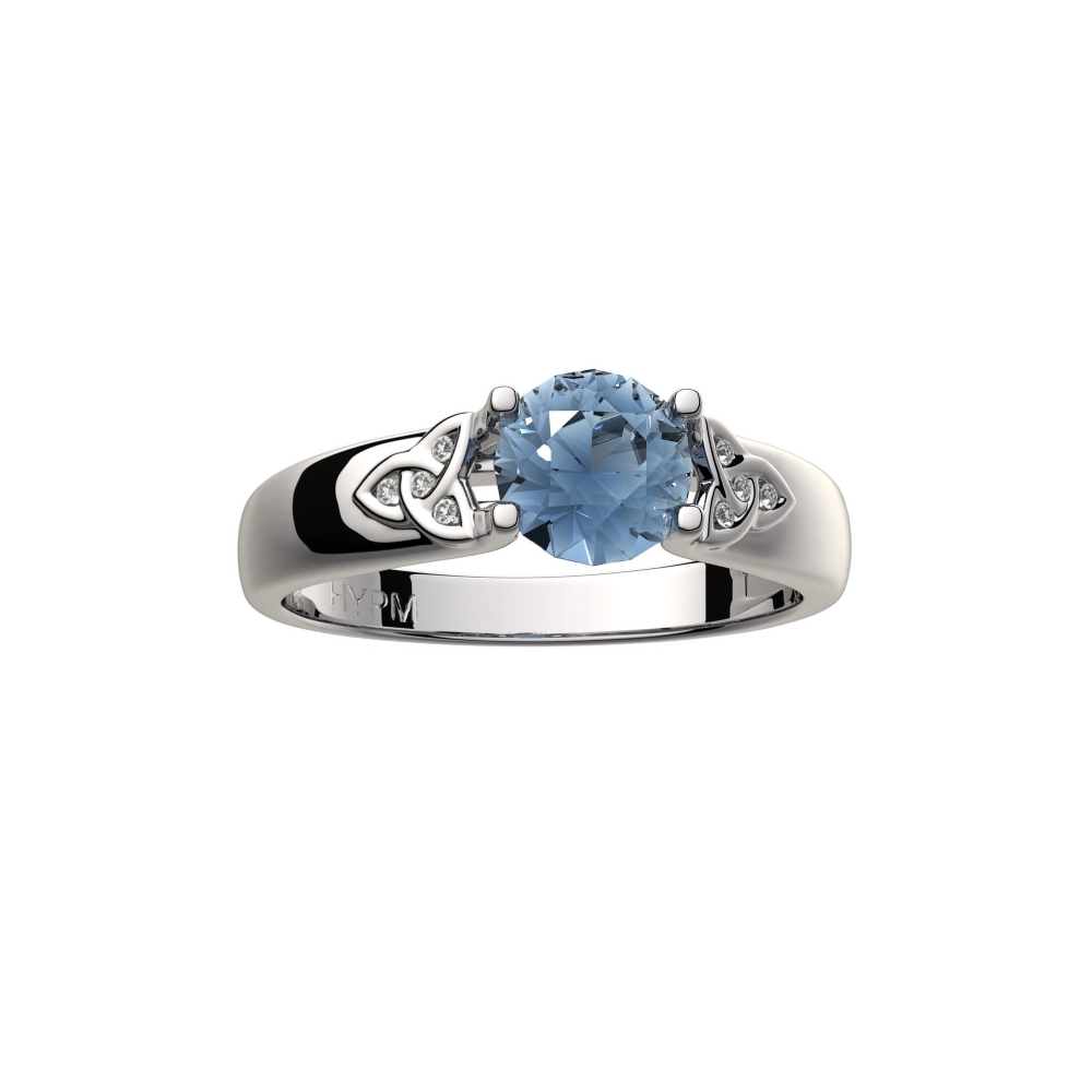 Celtic Sea Trinity Knots Crystals Aquamarine Ring