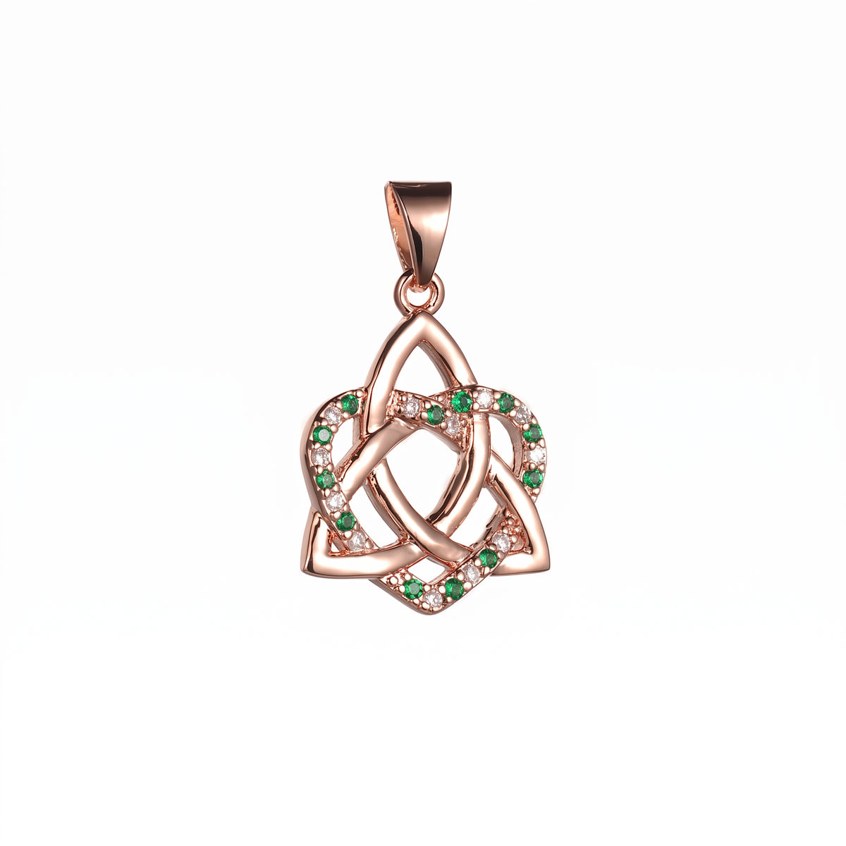Celtic Trinity Knot Interlaced Heart CZ Necklace