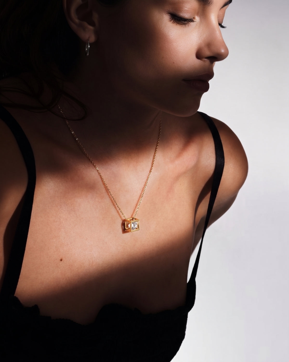 CZ Intricate Cube Necklace