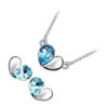 Sterling Silver Coated Earrings and Pendant Necklace Set Heart Shaped Drop Stone