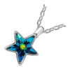 18K White Gold Coated, 28 x 13mm Coloured 5 Pointed Star Crystal Pendant Necklace