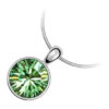 18K White Gold Coated Jewellery Set Pendant Necklace Earrings and Cuff Bracelet with Round Stones - Peridot Green