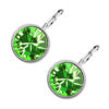 18K White Gold Coated Jewellery Set Pendant Necklace Earrings and Cuff Bracelet with Round Stones - Peridot Green